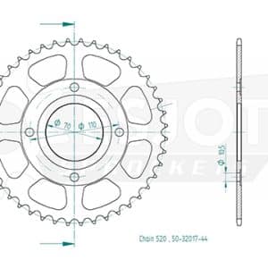 Couronne Acier 44 Dents - Pas 520 - Similaire JTR248 1980-1981