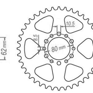 Couronne Acier 45 Dents - Pas 520 - Similaire JTR845 1980-1983