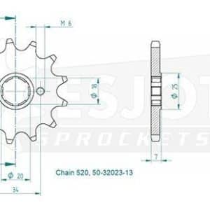 Pignon 12 Dents - Pas 520 - Similaire JTF329 2003-2005
