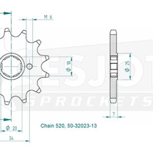 Pignon 13 Dents - Pas 520 - Similaire JTF329 1984-2002