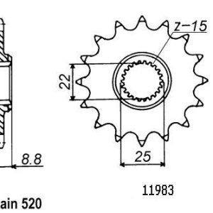 Pignon 13 Dents - Pas 520 - Similaire JTF1901 1984-2025
