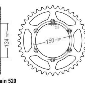Couronne Acier 46 Dents - Pas 520 - Similaire JTR460 1984-1985