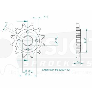 Pignon 12 Dents - Pas 520 - Similaire JTF270 2003-2012