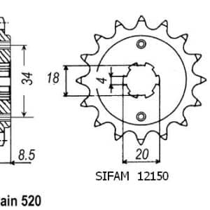 Pignon 14 Dents - Pas 520 - Similaire JTF270 1992-2005