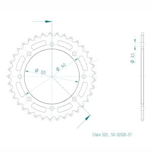 Couronne Acier 37 Dents - Pas 520 - Similaire JTR487 2018-2023