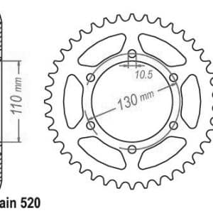 Couronne Acier 45 Dents - Pas 520 - Similaire JTR486 2008-2011