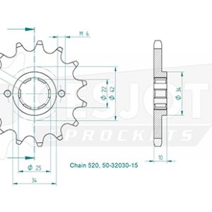 Pignon 15 Dents - Pas 520 - Similaire JTF306 1988