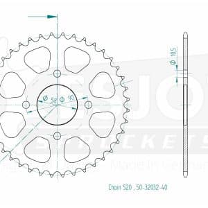 Couronne Acier 40 Dents - Pas 520 - Similaire JTR273 2017-2021