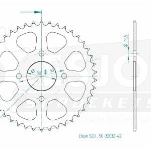 Couronne Acier 42 Dents - Pas 520 - Similaire JTR273