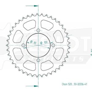 Couronne Acier 41 Dents - Pas 520 - Similaire JTR819 1973-2008