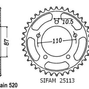 Couronne Acier 46 Dents - Pas 520 - Similaire JTR823 2009-2025