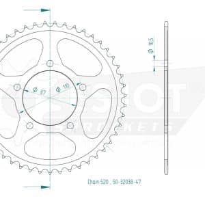 Couronne Acier 47 Dents - Pas 520 - Similaire JTR823 2017-2020