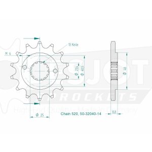 Pignon 14 Dents - Pas 520 - Similaire JTF1309 1991-2005