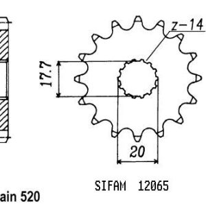 Pignon 14 Dents - Pas 520 - Similaire JTF564 2001-2009