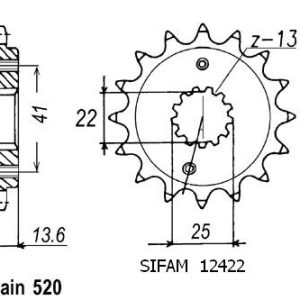 Pignon 14 Dents - Pas 520 - Similaire JTF1307 2000-2006