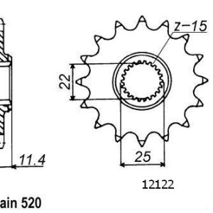 Pignon 17 Dents - Pas 520 - Similaire JTF1902 1995-2006