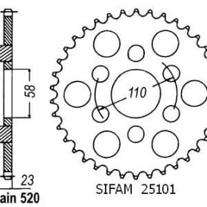 Couronne Acier 41 Dents - Pas 520 - Similaire JTR20 1988-1995
