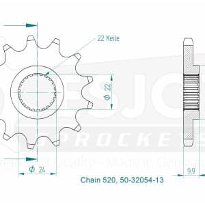 Pignon 13 Dents - Pas 520 - Similaire JTF402