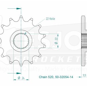 Pignon 14 Dents - Pas 520 - Similaire JTF402