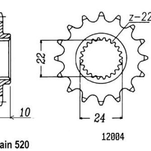 Pignon 16 Dents - Pas 520 - Similaire JTF402 1988-2016