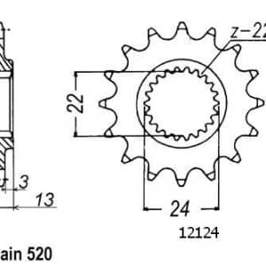 Pignon 16 Dents - Pas 520 - Similaire JTF1126 1991-1996
