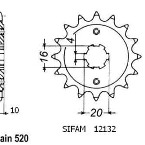 Pignon 14 Dents - Pas 520 - Similaire JTF720 2001-2013