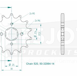 Pignon 14 Dents - Pas 520 - Similaire JTF1573