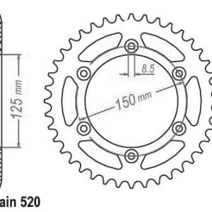 Couronne Acier 50 Dents - Pas 520 - Similaire JTR897 1990-2023