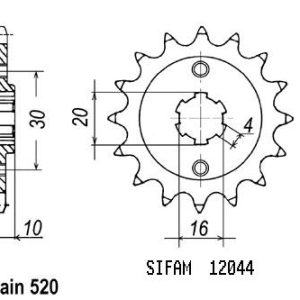 Pignon 12 Dents - Pas 520 - Similaire JTF711 1985-1987