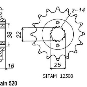 Pignon 15 Dents - Pas 520 - Similaire JTF736 1988-2022