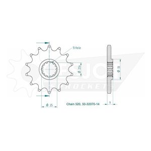 Pignon 12 Dents - Pas 520 - Similaire JTF1516