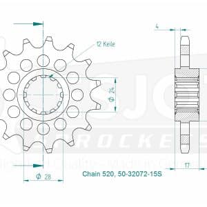 Pignon Ultralight 15 Dents - Pas 520 - Similaire JTF295