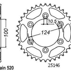 Couronne Acier 39 Dents - Pas 520 - Similaire JTR735 1988-2005