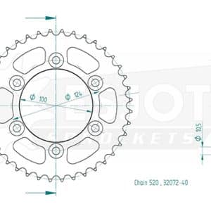 Couronne Acier 40 Dents - Pas 520 - Similaire JTR735 1999-2002