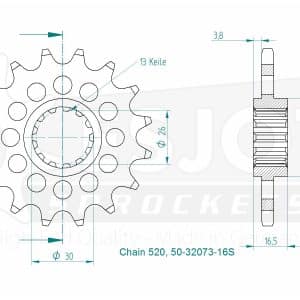 Pignon Ultralight 16 Dents - Pas 520 - Similaire JTF333