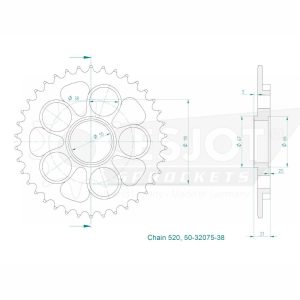 Couronne Acier 38 Dents - Pas 520 - Similaire JTR751 1995-2003