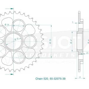 Couronne Acier 39 Dents - Pas 520 - Similaire JTR751