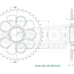 Couronne Acier 40 Dents - Pas 520 - Similaire JTR751