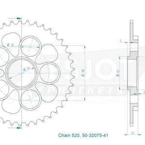 Couronne Acier 41 Dents - Pas 520 - Similaire JTR751