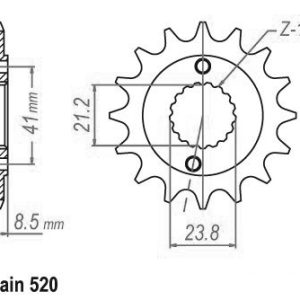 Pignon 14 Dents - Pas 520 - Similaire JTF1322 2017-2022