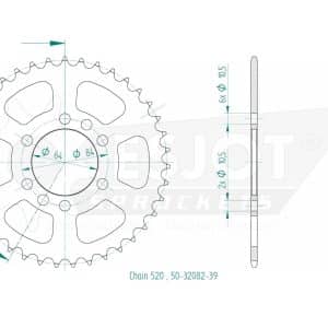 Couronne Acier 39 Dents - Pas 520 - Similaire JTR1826