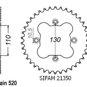 Couronne Acier 38 Dents - Pas 520 - Similaire JTR1350 1986-2012