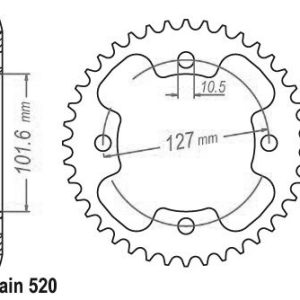 Couronne Acier 37 Dents - Pas 520 - Similaire JTR1480 2003-2006