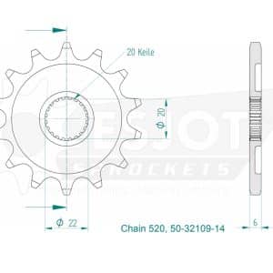 Pignon 14 Dents - Pas 520 - Similaire JTF1590 2010-2014