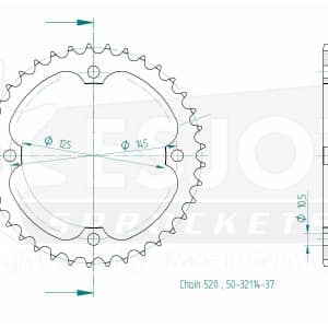 Couronne Acier 37 Dents - Pas 520 - Similaire JTR1857