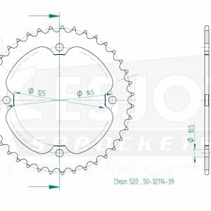 Couronne Acier 39 Dents - Pas 520 - Similaire JTR1857