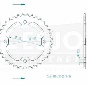 Couronne Acier 36 Dents - Pas 520 - Similaire JTR1072