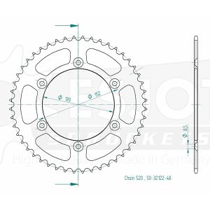 Couronne Acier 48 Dents - Pas 520 - Similaire JTR706 2006-2014