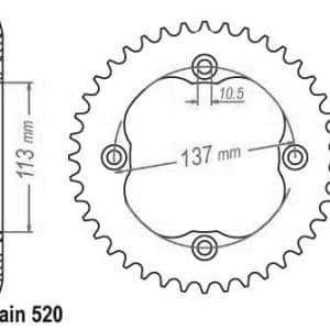 Couronne Acier 38 Dents - Pas 520 - Similaire JTR1760