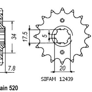 Pignon 14 Dents - Pas 520 - Similaire JTF2439 2003-2017